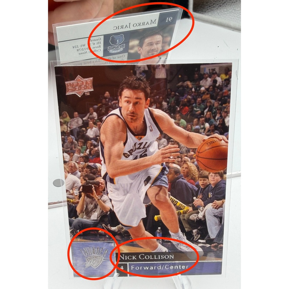 2009-10 Upper Deck Marko Jaric Nick Collison Error Card Memphis Grizzlies OKC